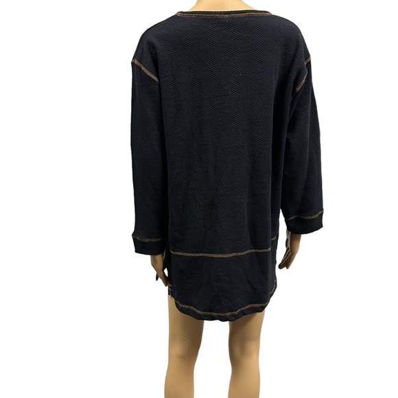 Michael Carrie Black and Tan Jersey 3 Quarter Sleeve Tunic Top Womens XL - Picture 2 of 9